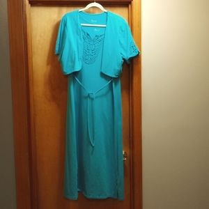 Denim &Co Maxi Dress. Turquoise XL